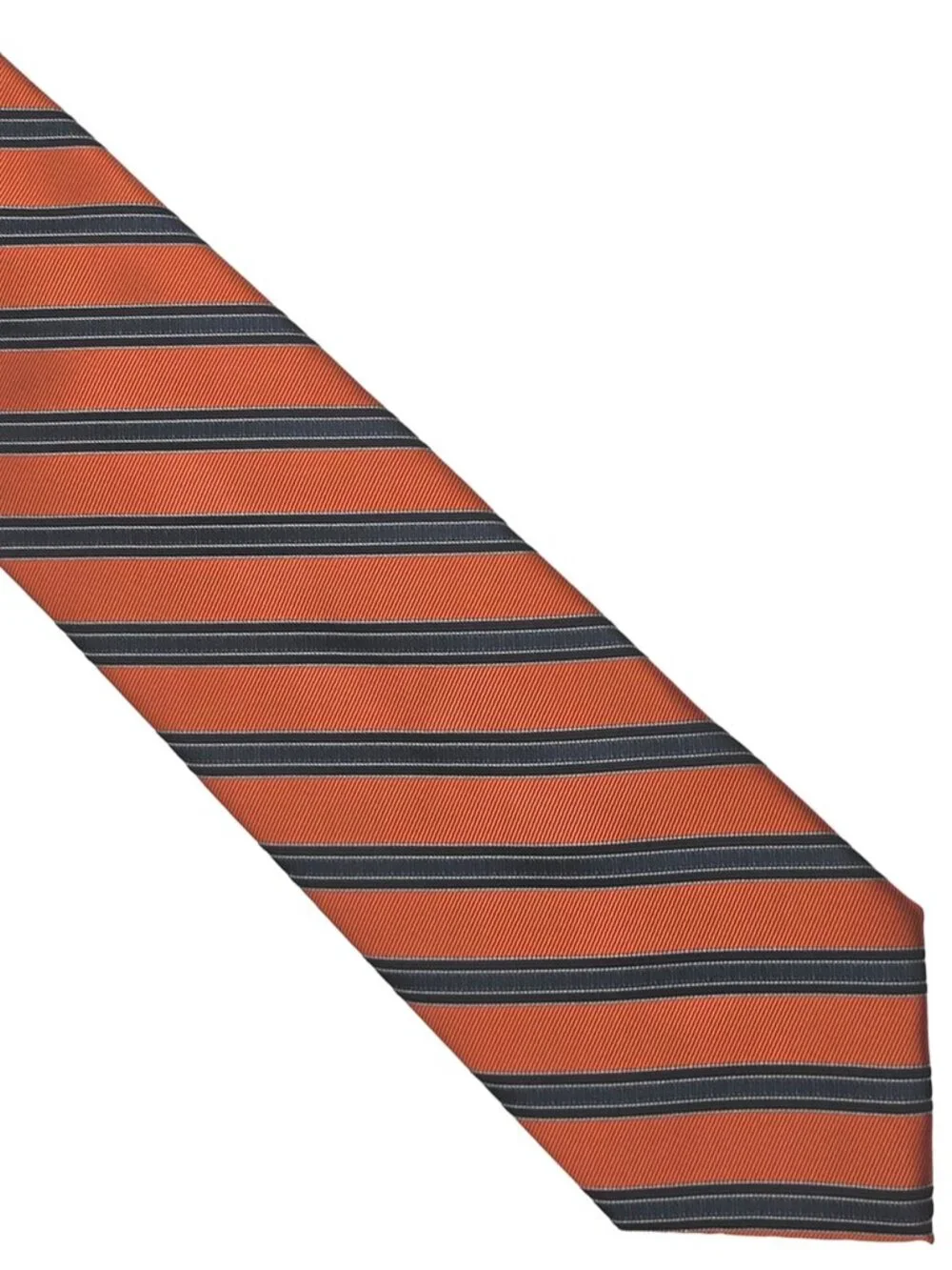 CTR Clothing Rust-Orange Black Striped Polyester Repp Tie Necktie 3.5 x 59
